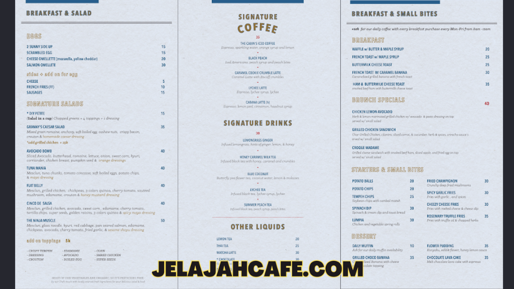 Harga dan Menu The Cabin Coffee Bar