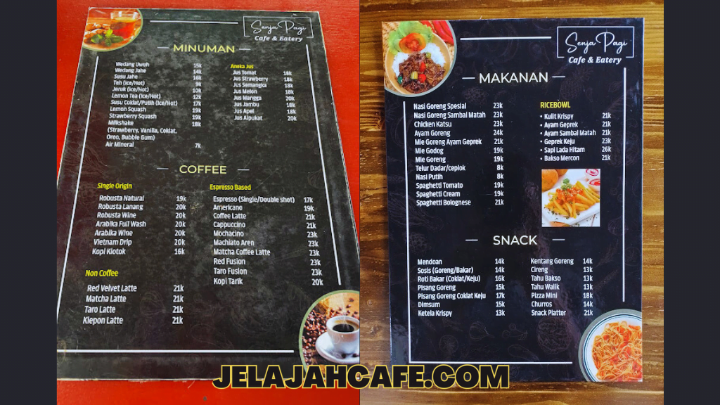 Harga dan Menu Fasilitas Senja Pagi Cafe and Eatery