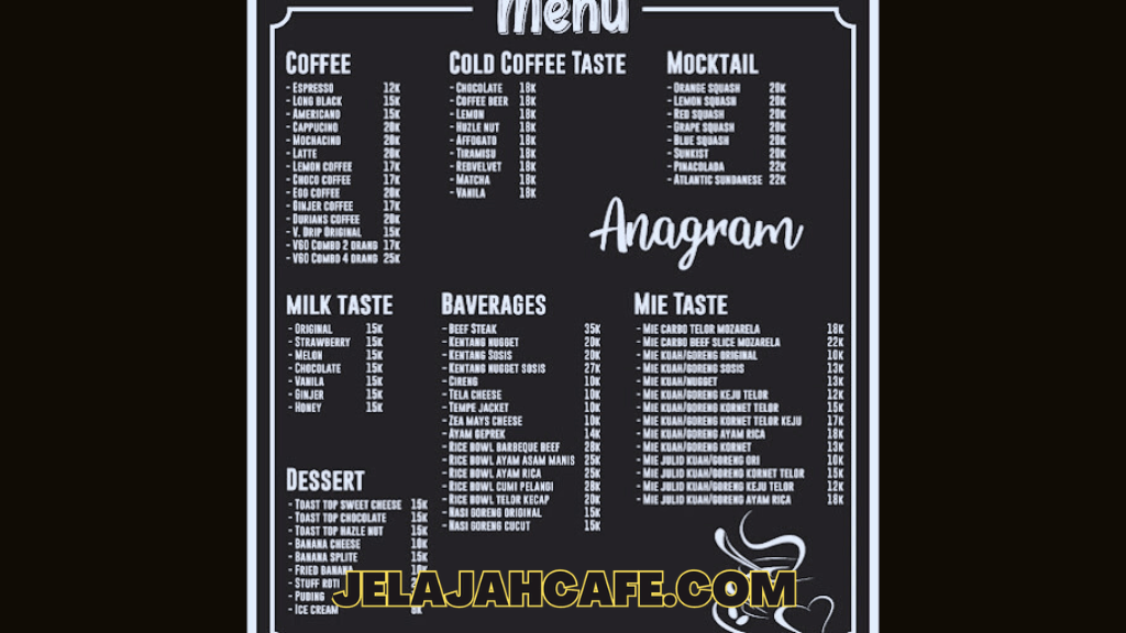 Harga dan Menu Anagram Coffee