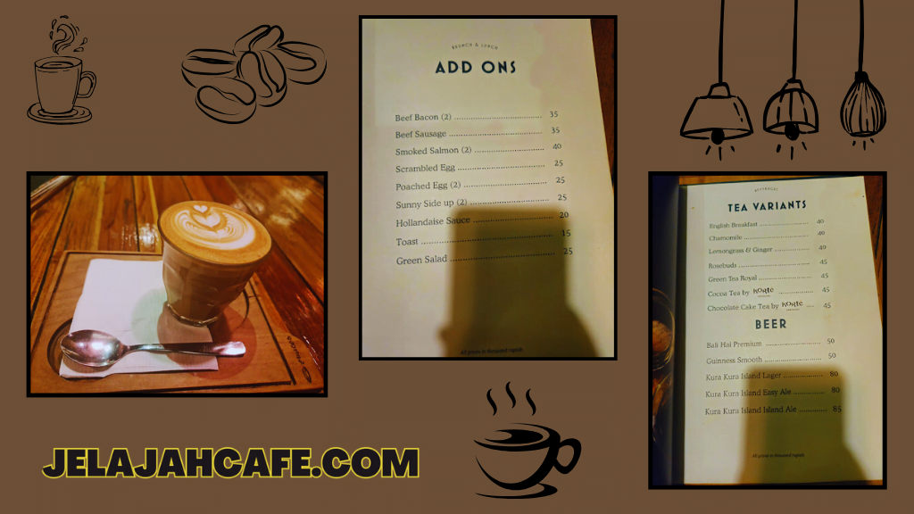 Harga Menu di Six Ounces Coffee Panglima Polim