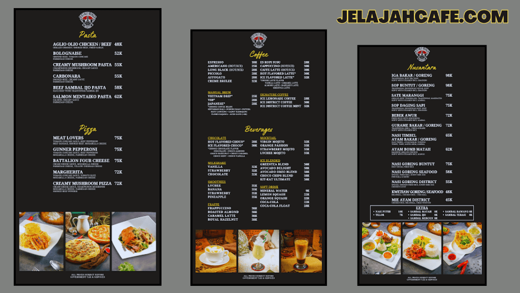 Harga Menu di District Dago Cafe dan Resto